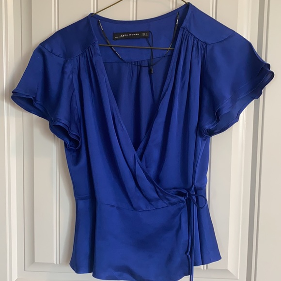 Zara tie front satin blouse - Picture 2 of 4